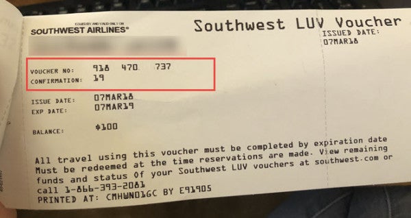 travel voucher southwest