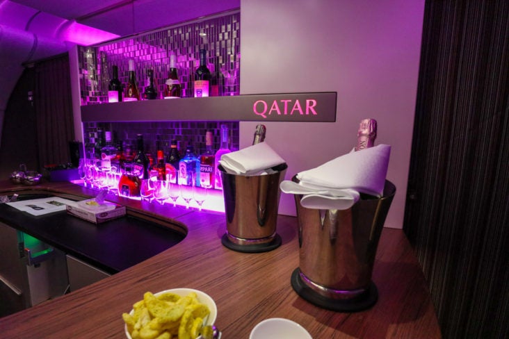 Qatar Airways first class bar Qatar Airways first class bar