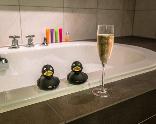 Lufthansa First Class Terminal Bath and Champagne