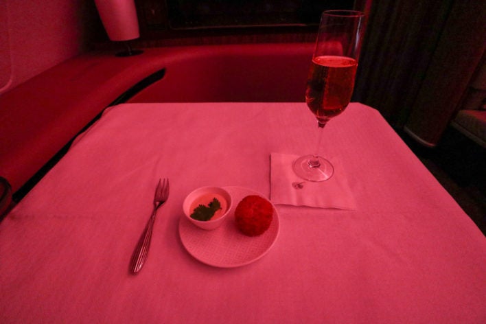 Katar First Class Mahlzeit