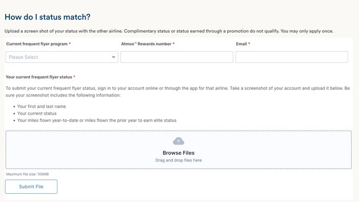Alaska Status Match Alaska Airlines Atmos Rewards status match form