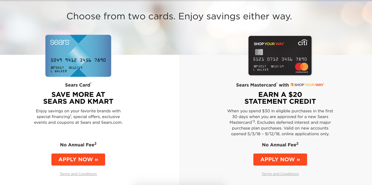 Basic Sears Credit Card vs Sears Shop Your Way Mastercard