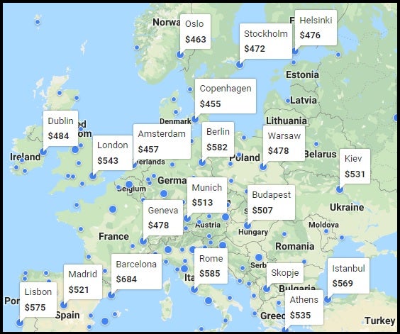 Google flights map