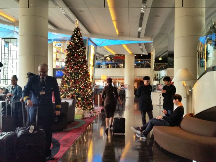 Hotel lobby at Christmas