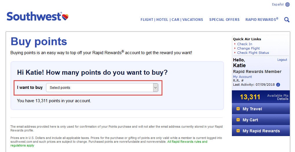 How To Buy Southwest Points