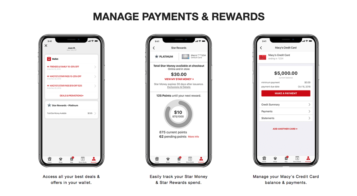 Macy's App Based Credit Card Management