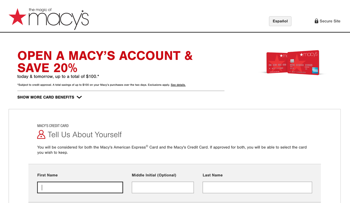 Macy's Credit Card Application