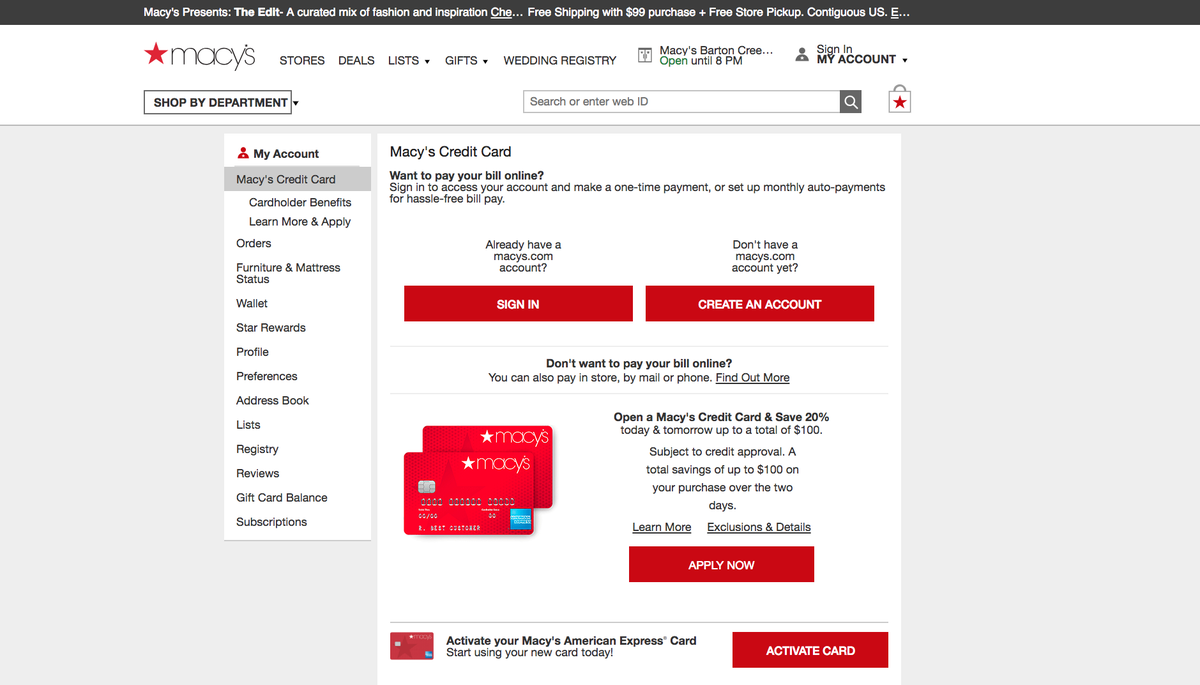 Macy's Credit Card Online Account Management
