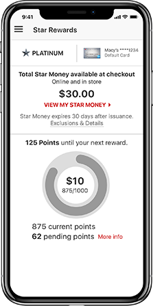 Macy's Star Money App View