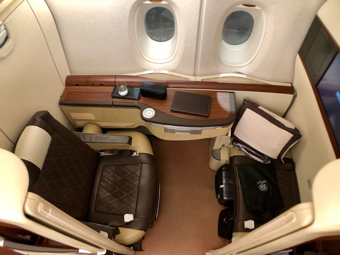 Singapore Airlines First Class Suites JFK to Frankfurt – Seat 2A Full View Singapore Airlines First Class Suites JFK to Frankfurt - Seat 2A Full View