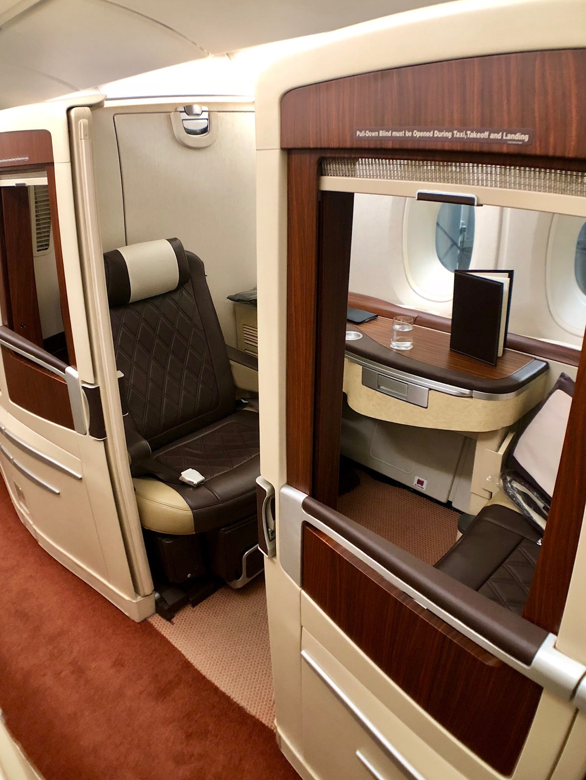 Singapore Airlines First Class Suites JFK to Frankfurt - Seat 2A View from Middle