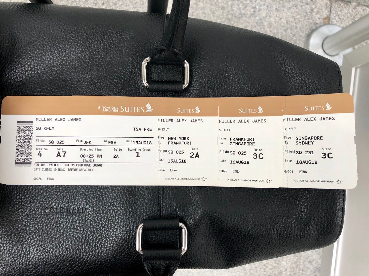 Singapore Airlines First Class Tickets - JFK to FRA to SIN to SYD
