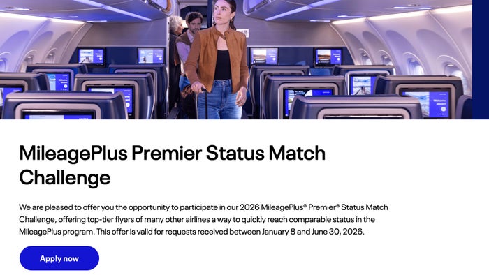 United MileagePlus status match 2026