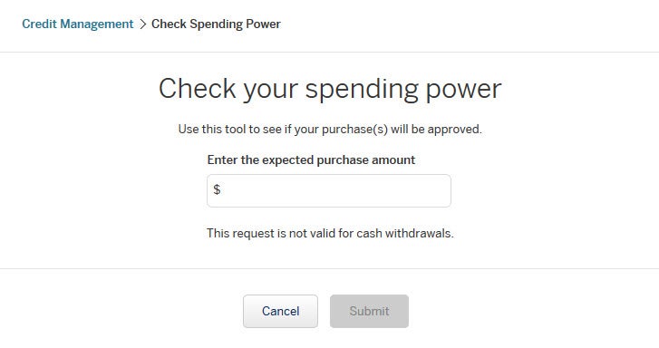 check spending power on Amex
