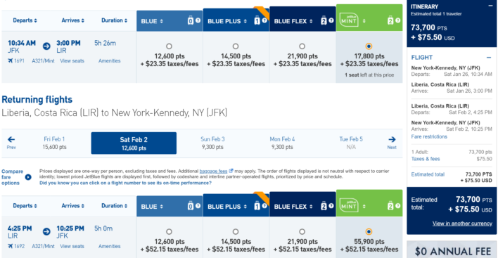 JetBlue Award Search
