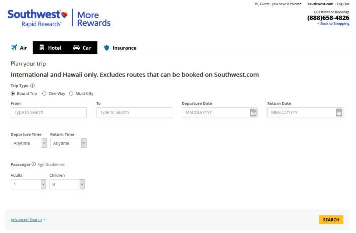 Southwest More Rewards Travel