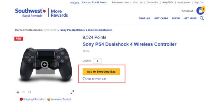 More Rewards Shopping checkout