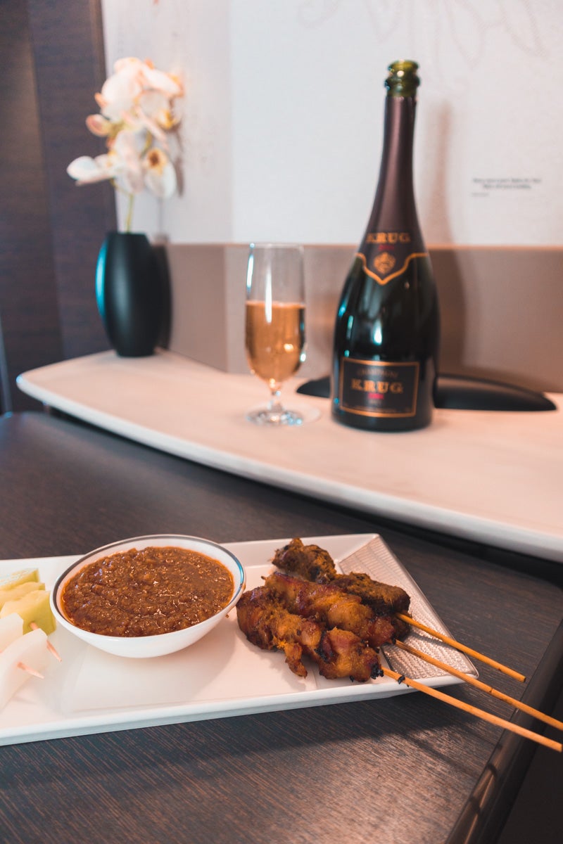 Singapore Airlines new A380 First Suite Satay Chicken