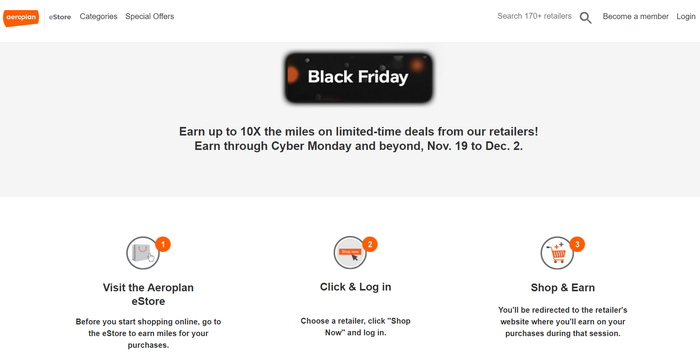 Air Canada Aeroplan eStore Shopping Portal Login