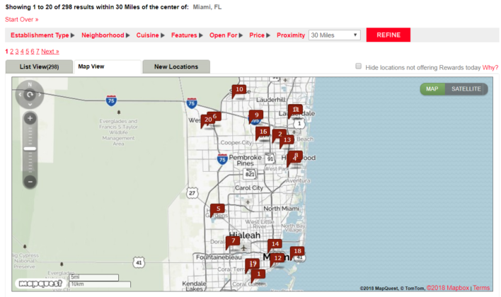 FREE Spirit Dining Program Map View