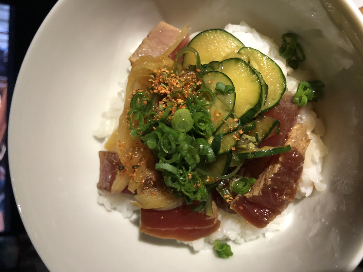 Ahi Tuna Poke Salad Rice Bowl - Japan Airlines 777 Business Class
