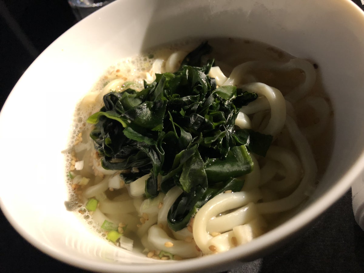 Seaweed udon noodles - Japan Airlines Business Class