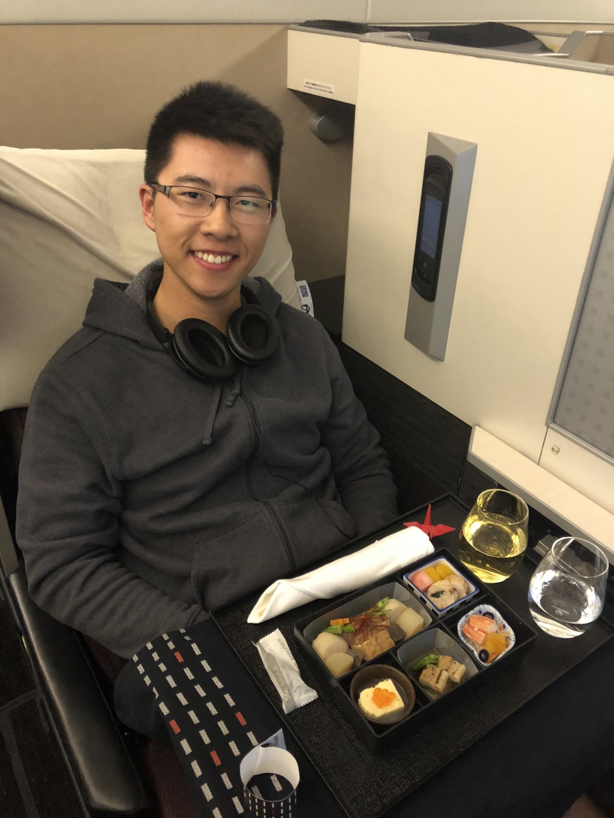 Japan Airlines 777 Business Class Seat and Food