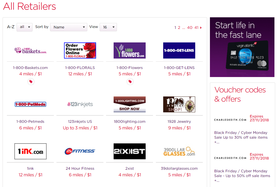 Virgin Atlantic Shops Away Shopping Portal All Retailers