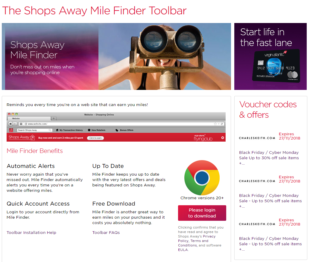 Virgin Atlantic Shops Away Shopping Portal Mile Finder