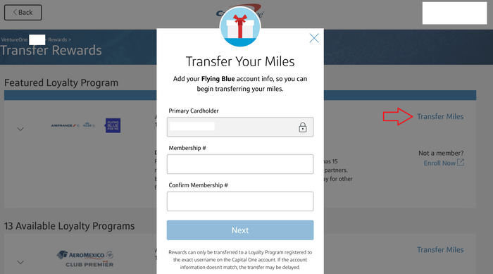 Capital One Transfer Miles