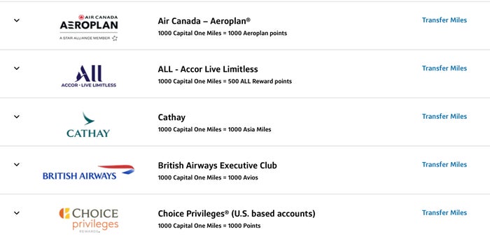 Capital One miles transfer options Capital One miles transfer options