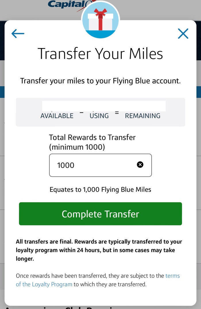 Capital One Transfer Miles 2 Capital One miles transfer step