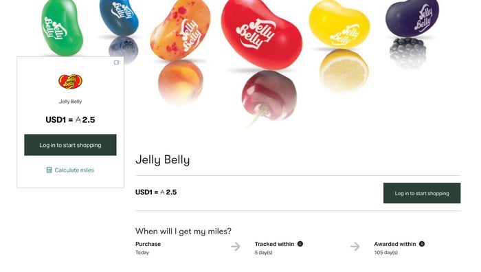 Cathay Pacific Asia Miles iShop Example Retailer Cathay Pacific Milesback Jelly Belly