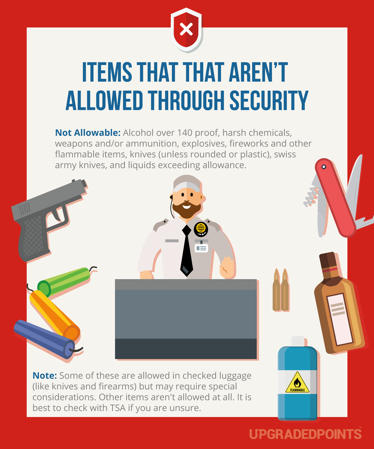 items not allows through security TSA