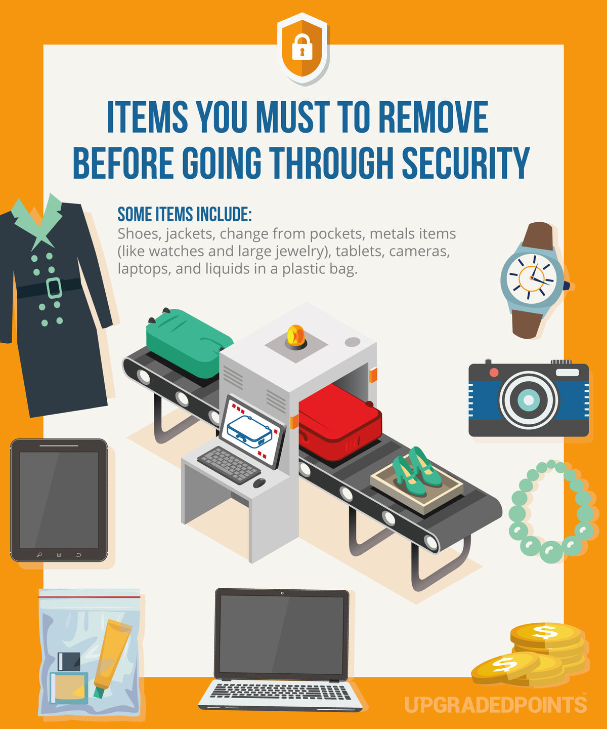 items to remove before going through TSA airport security