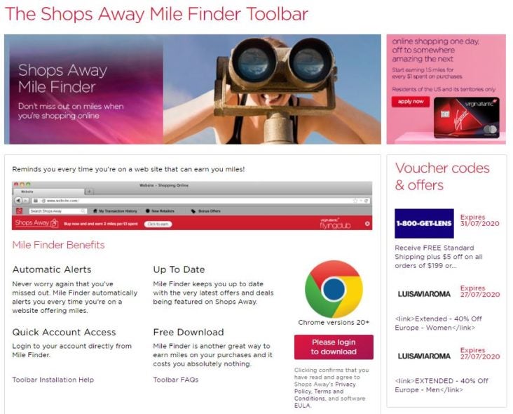 Virgin Atlantic Shops Away Toolbar Virgin Atlantic Shops Away Toolbar