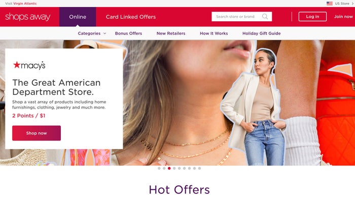 Virgin atlantic shops away homepage