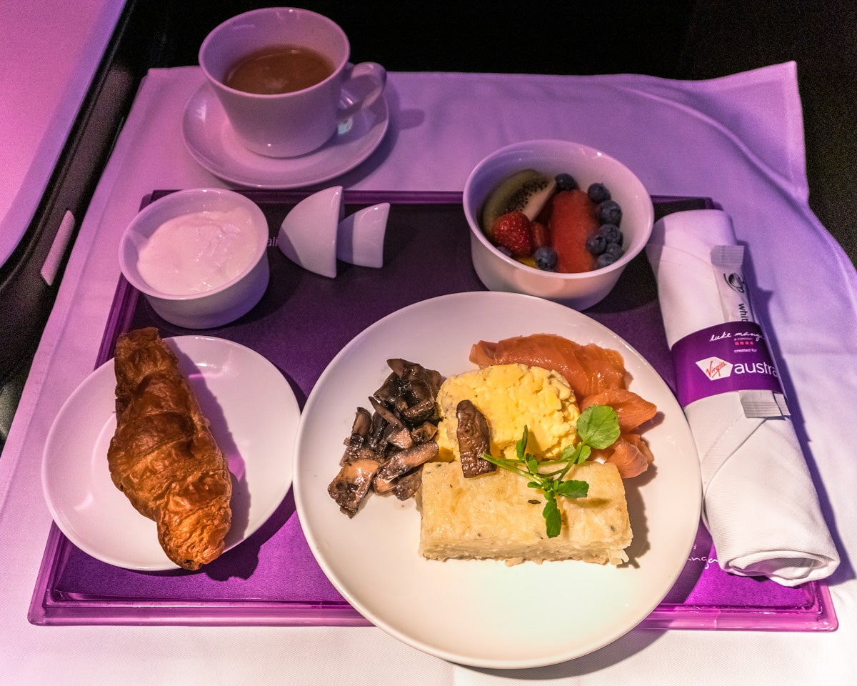 Virgin Australia 777 the business Food and Beverage