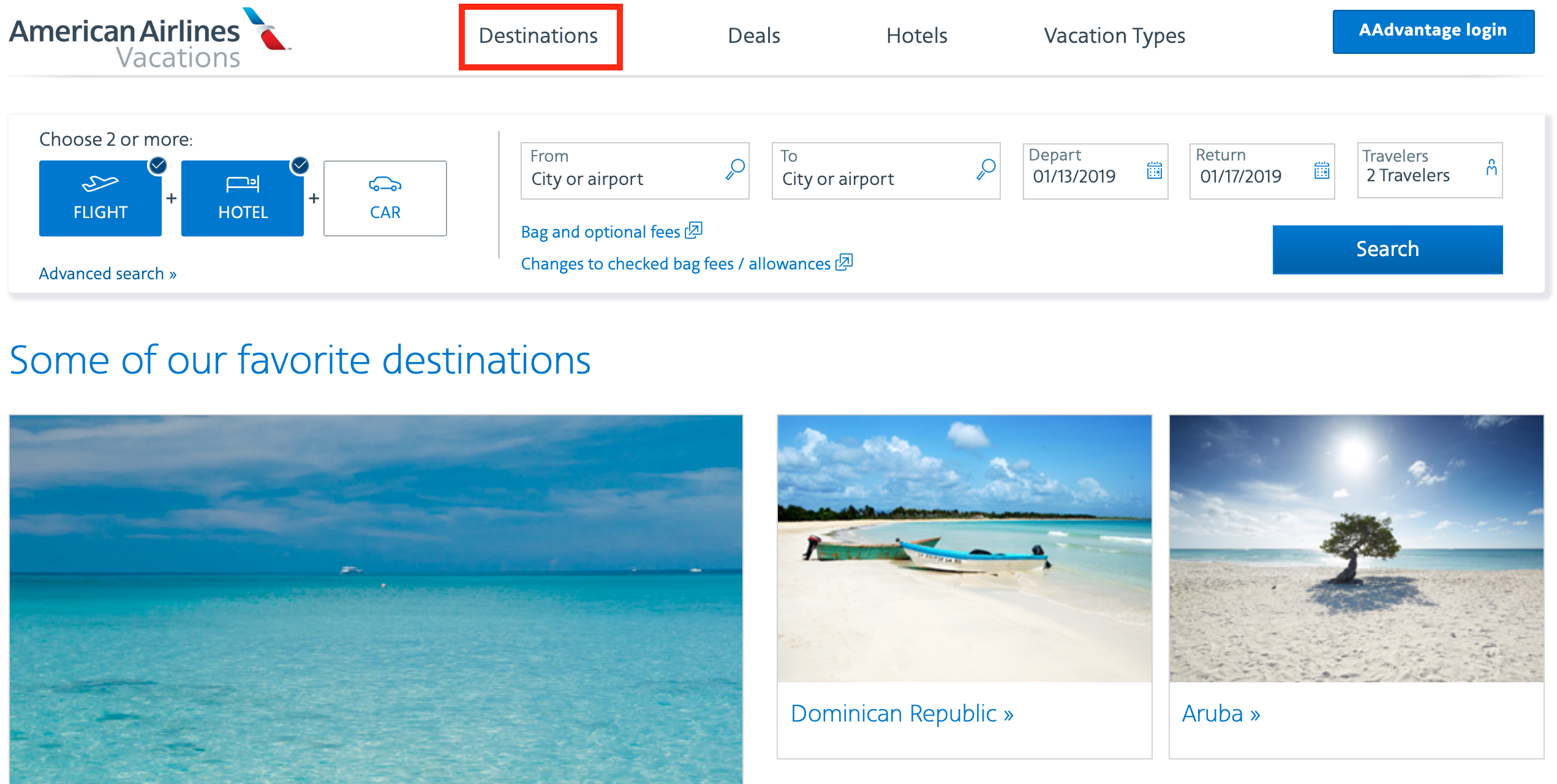 american airlines vacations travel agent website