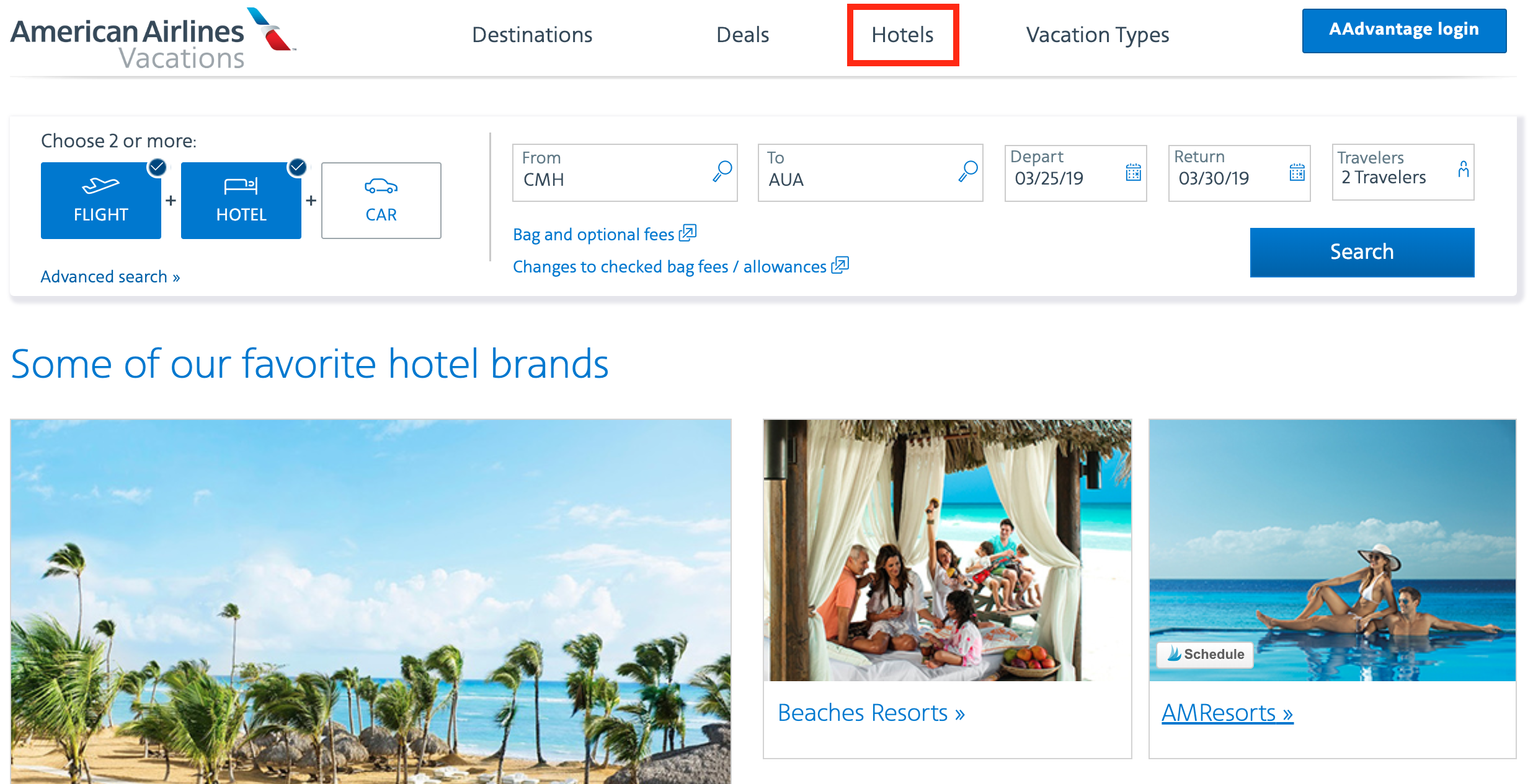 american airlines vacations travel agent website