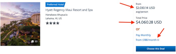 AA Vacations – Search Results AA vacations search results page