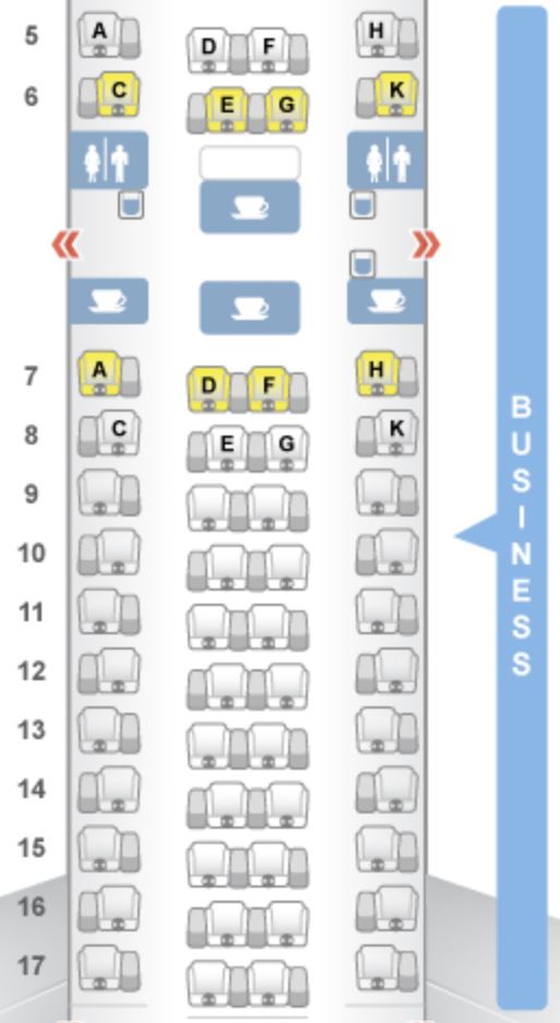 ANA 777-300 (264) Business Class Seat Map