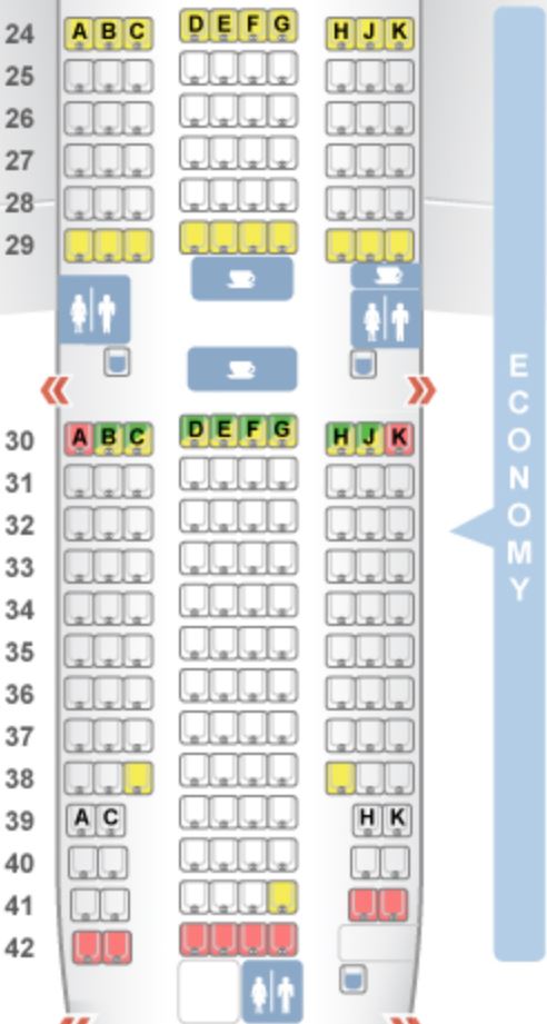ANA 777-300ER (264) economy class seat map