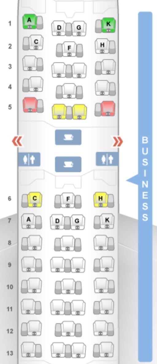 ANA 787-8 Business Class Seat Map