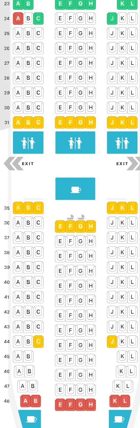Air France 777-200ER 3 Class Economy Seat Map