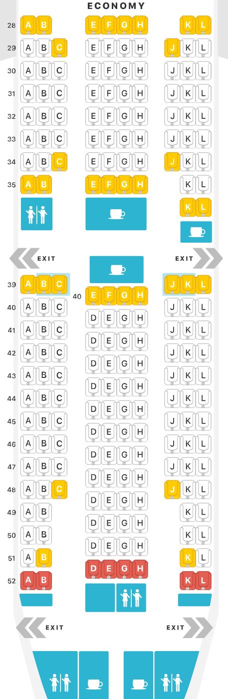 Air France 777-300ER 4 Class Economy Seat Map