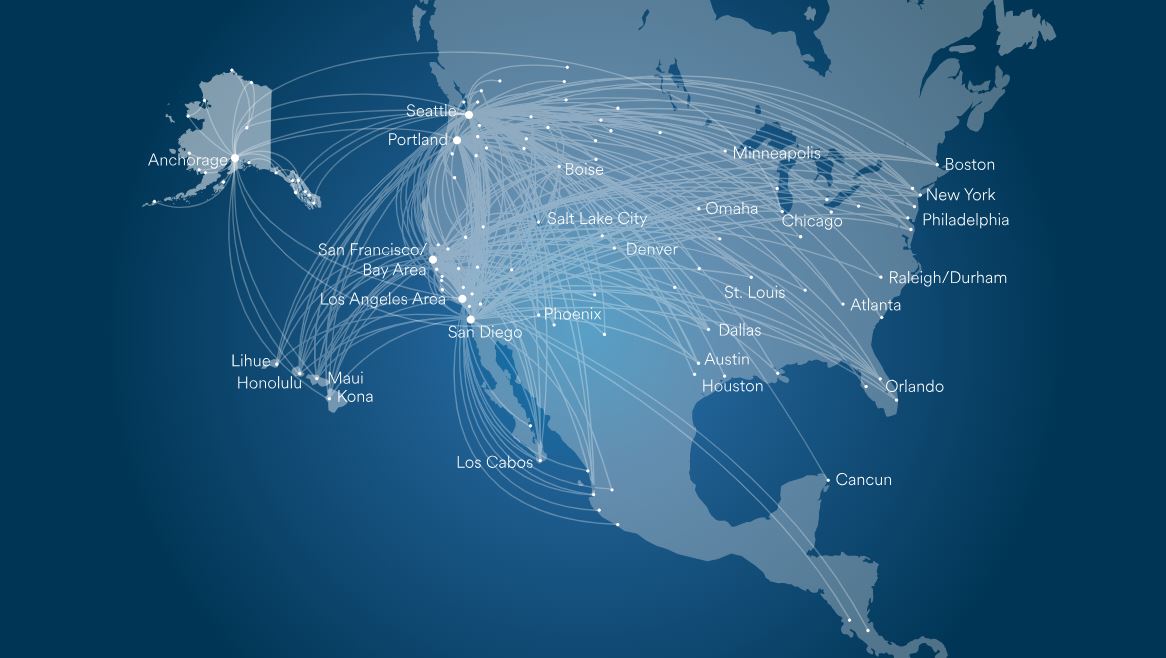 Where Does Alaska Airlines Fly Map at Lora Graham blog