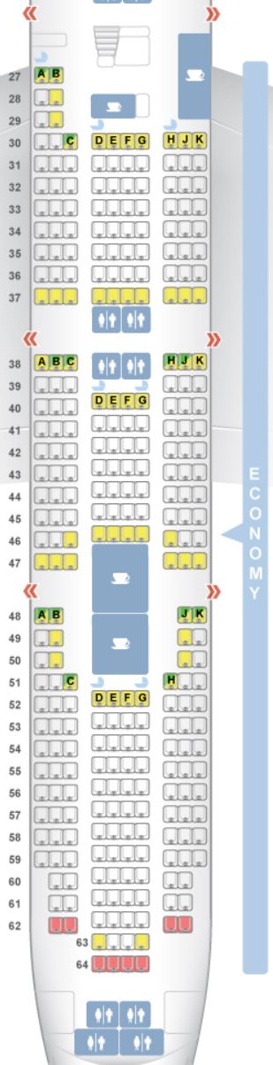 Asiana Airlines 747 Economy Class Seat Map