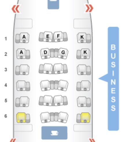 Asiana Airlines 777-200 Business Class Seat Map