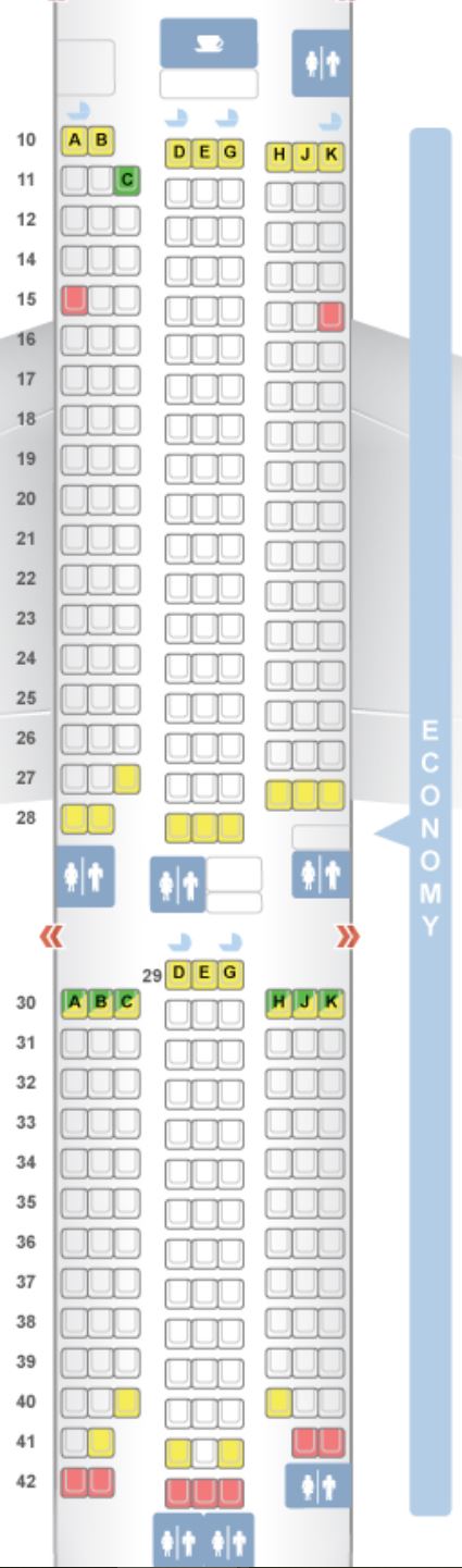 Asiana Airlines 777-200 Economy Class Seat Map